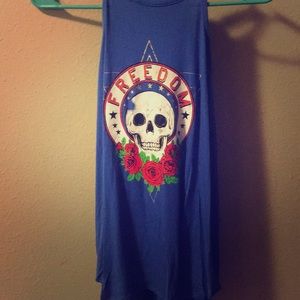 Blue backless tank top